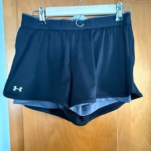 Under Armour Black Women's 2-in-1 Athletic Shorts with Gray Liner